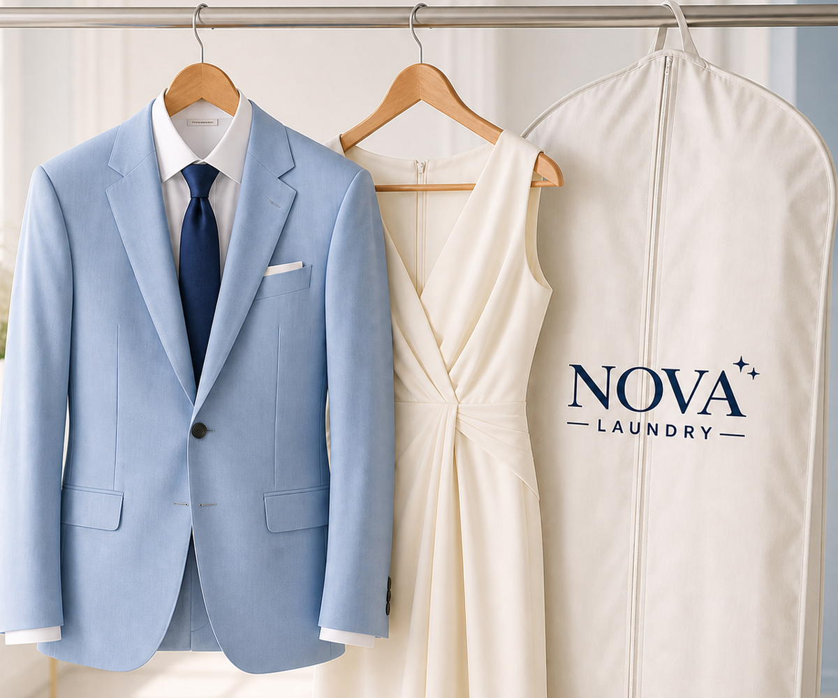 Dry cleaning for suits, dresses and delicate fabrics by Nova Laundry